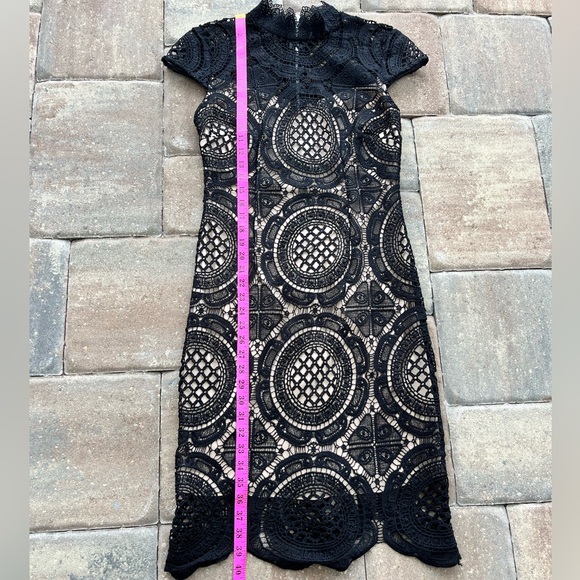 Bisou Bisou Black Lace Dress w/ Nude Lining- Witchy Goth Celestial Punk Dark - Picture 10 of 13